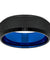Men’s Black Tungsten Wedding Band With Beveled Edges and Blue Inside - 8 mm