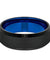 Men’s Black Tungsten Wedding Band With Beveled Edges and Blue Inside - 8 mm