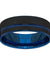 Men’s Black Tungsten Wedding Band With Blue Groove and Inside - 8 mm