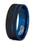 Men’s Black Tungsten Wedding Band With Blue Groove and Inside - 8 mm