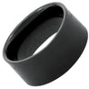 Mens Black Tungsten Wedding Ring Brushed Pipe Cut Band - 12mm