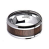Men’s Black Walnut Wood Inlaid Tungsten Wedding Ring With Beveled Edges 4mm - 12 mm