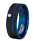 Mens Blue Grooved Center Tungsten Wedding Band With Cubic Zirconia Setting - 8 mm