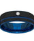 Mens Blue Grooved Center Tungsten Wedding Band With Cubic Zirconia Setting - 8 mm