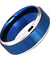 Men’s Blue Tungsten Carbide Ring Brushed Center Stepped Beveled Edge - 9mm