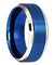 Men’s Blue Tungsten Carbide Ring Brushed Center Stepped Beveled Edge - 9mm