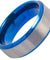 Mens Blue Tungsten Wedding Band Gun Metal Beveled Edge Brushed Finish - 8mm
