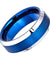 Mens Blue Tungsten Wedding Ring Brushed High Polish Beveled Edge - 6mm & 8mm