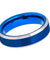 Mens Blue Tungsten Wedding Ring Brushed High Polish Beveled Edge - 6mm & 8mm