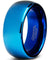 Men’s Blue Tungsten Wedding Ring Dome Polished Comfort Fit - 8mm