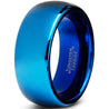 Men’s Blue Tungsten Wedding Ring Dome Polished Comfort Fit - 8mm