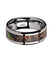 Mens Camo Tungsten Wedding Ring Green Tree Leaves Beveled Polished Finish - 8mm