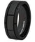 Mens Carbide Tungsten Wedding Ring Brushed Grooved Sections Comfort Fit 8mm