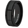 Mens Carbide Tungsten Wedding Ring Brushed Grooved Sections Comfort Fit 8mm