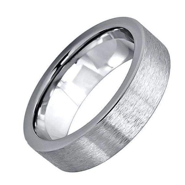 Mens Carbide Tungsten Wedding Ring Brushed Polished Flat Pipe Cut Style - 6mm