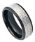 Mens Carbide Tungsten Wedding Ring Two-Tone Hammered Gun Metal Brush Finish & Black IP Inner Stepped Edge - 8mm