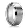 Mens Carbide Wedding Tungsten Ring Brushed Center Stepped Edge - 8mm