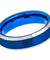 Mens Carbide Wedding Tungsten Ring High Polish Beveled Edge Blue IP Brushed Center - 6mm