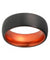 Men’s Domed Black Tungsten Ring With Atomic Orange Inside & Brushed Finish 6mm 8mm