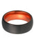 Men’s Domed Black Tungsten Ring With Atomic Orange Inside & Brushed Finish 6mm 8mm