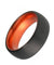 Men’s Domed Black Tungsten Ring With Atomic Orange Inside & Brushed Finish 6mm 8mm