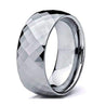 Mens Domed Carbide Tungsten Wedding Ring Diamond Faceted - 8mm