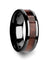 Men’s Exotic Redwood Inlaid Black Ceramic Ring With Beveled Edges 8mm