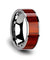 Men’s Flat Tungsten Carbide Wedding Ring With Real Padauk Wood Inlay 8mm