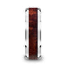 Men’s Genuine Red Wood Inlaid Tungsten Wedding Ring With Beveled Edges - 8mm