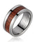 Mens Genuine Titanium Wedding Band Hawaiian Koa Wood Sterling Silver Border - 8mm