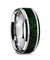 Mens Green Goldstone Inlay Tungsten Wedding Ring Beveled Polished Finish - 8mm