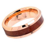 Men’s Hawaiian Koa Wood Inlaid Tungsten Carbide Ring With Beveled Edges- 8mm