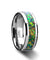 Mens Opal Ring Tungsten Wedding Blue & Orange Beveled Polished Finish - 8mm