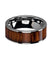 Mens Rare Koa Wood Inlaid Flat Tungsten Wedding Ring W/ Polished Edges 6mm - 10 mm