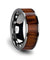 Mens Rare Koa Wood Inlaid Flat Tungsten Wedding Ring W/ Polished Edges 6mm - 10 mm
