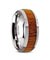Men’s Round Mahogany Wood Inlaid Tungsten Wedding Ring Polish Finish - 8mm