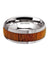 Men’s Round Mahogany Wood Inlaid Tungsten Wedding Ring Polish Finish - 8mm