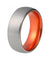 Mens Silver Tungsten Wedding Band Atomic Orange Ring Brushed Finish 4mm - 10mm