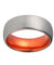 Mens Silver Tungsten Wedding Band Atomic Orange Ring Brushed Finish 4mm - 10mm