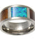 Mens Titanium Band Genuine Hawaiian Koa Wood Inlay Opal Comfort Fit Ring - 10mm