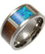 Mens Titanium Band Genuine Hawaiian Koa Wood Inlay Opal Comfort Fit Ring - 10mm