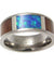 Mens Titanium Band Genuine Hawaiian Koa Wood Inlay Opal Comfort Fit Ring - 8mm