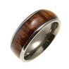 Mens Titanium Band Ring Genuine Inlay Hawaiian Koa Wood Comfort Fit Dome Style - 8mm