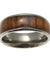 Mens Titanium Band Ring Genuine Inlay Hawaiian Koa Wood Comfort Fit Dome Style - 8mm
