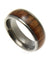 Mens Titanium Band Ring Genuine Inlay Hawaiian Koa Wood Comfort Fit Dome Style - 8mm