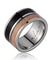 Mens Titanium Scroll Wedding Band Genuine Macassar Ebony & Maple Wood Ring - 10mm