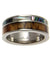 Mens Titanium Wedding Band Genuine Inlay Hawaiian Koa Wood Abalone Ring - 8mm