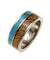 Mens Titanium Wedding Band Genuine Inlay Hawaiian Koa Wood Turquoise Ring - 8mm