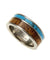 Mens Titanium Wedding Band Genuine Inlay Hawaiian Koa Wood Turquoise Ring - 8mm