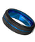 Men’s Tungsten Carbide Ring with Black Brushed Thin Blue Groove Step Edges 8mm
